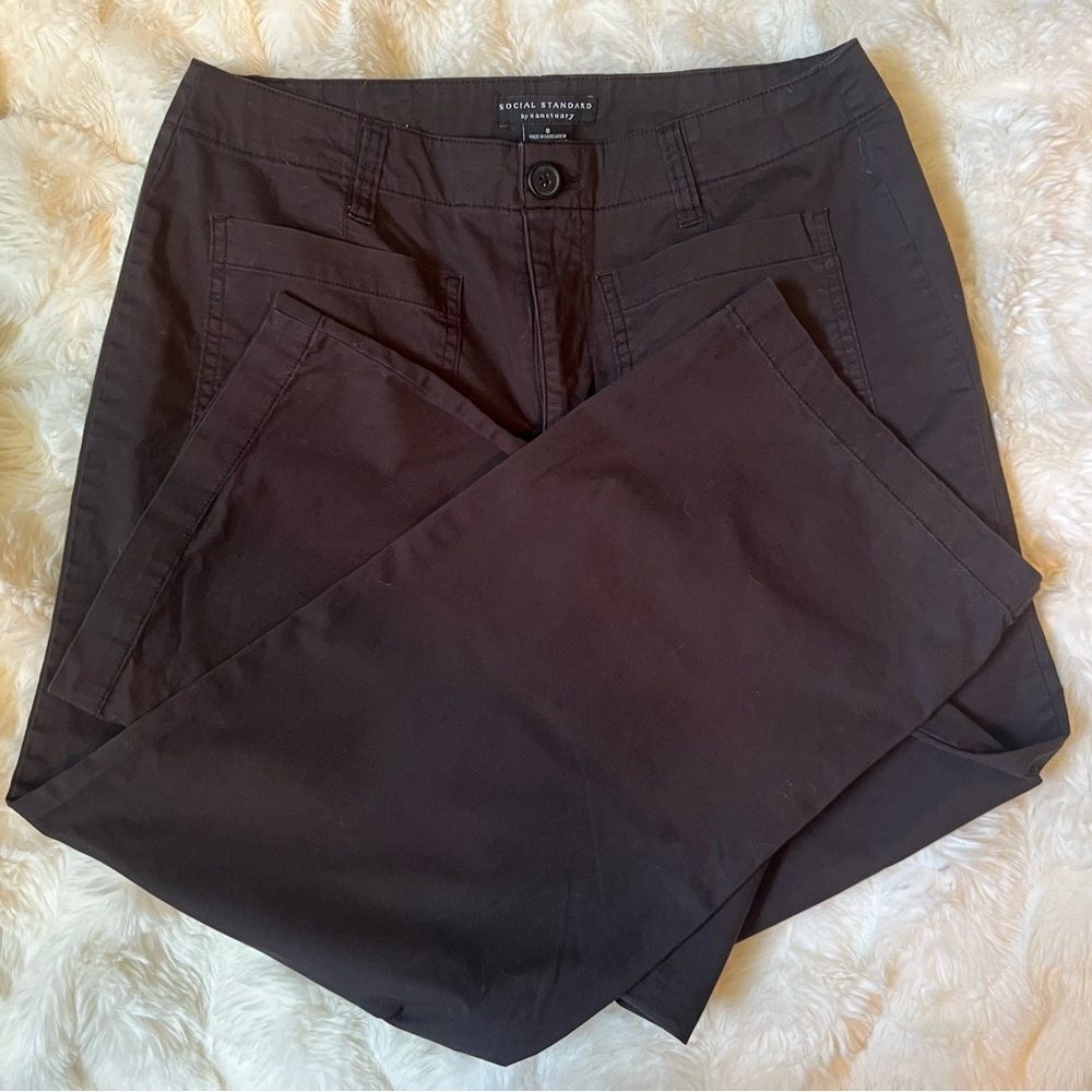Social Standard by Sanctuary Black Wide Leg Cropped Pants Sz 8
